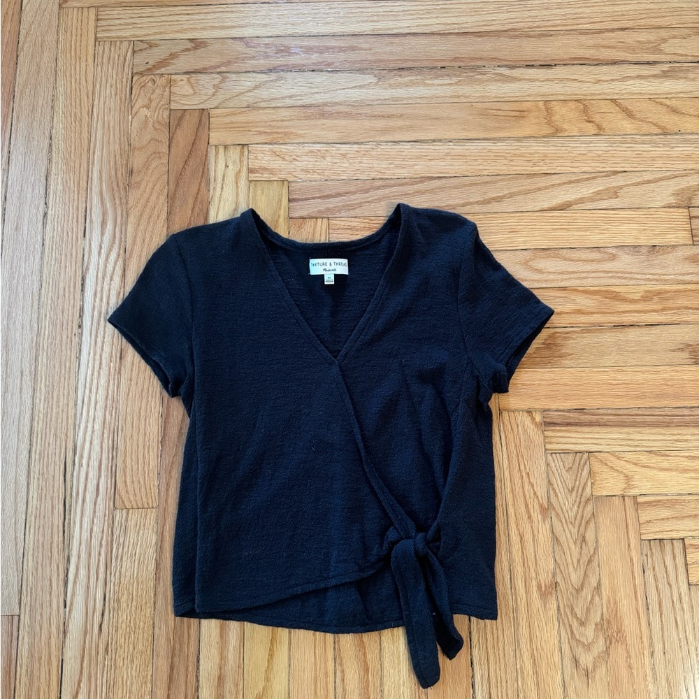 Madewell Women’s Black Short Sleeve Tie-Waist Top